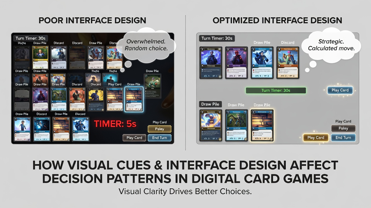 Close-up view of a digital card table with animated highlights and interface buttons during gameplay